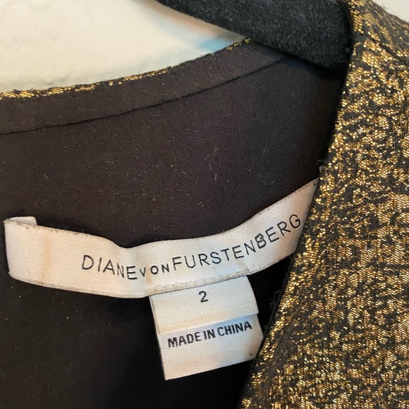 DVF metallic Hadlie dress size 2 Blk/gold - Picture 8 of 12